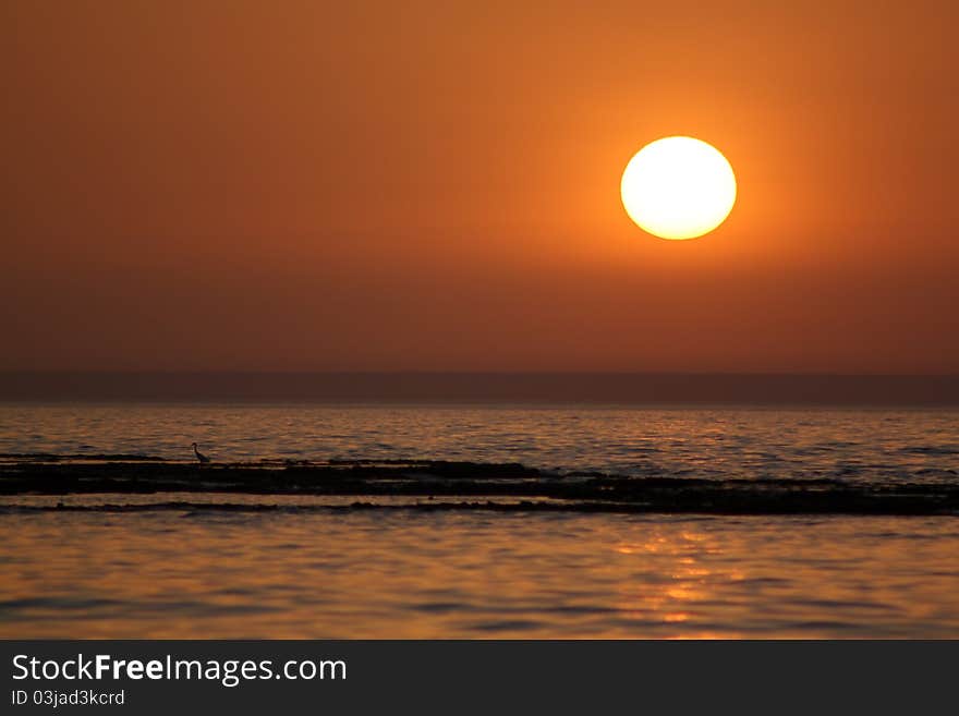 Peacefull mediterranian sunset at nachsholim