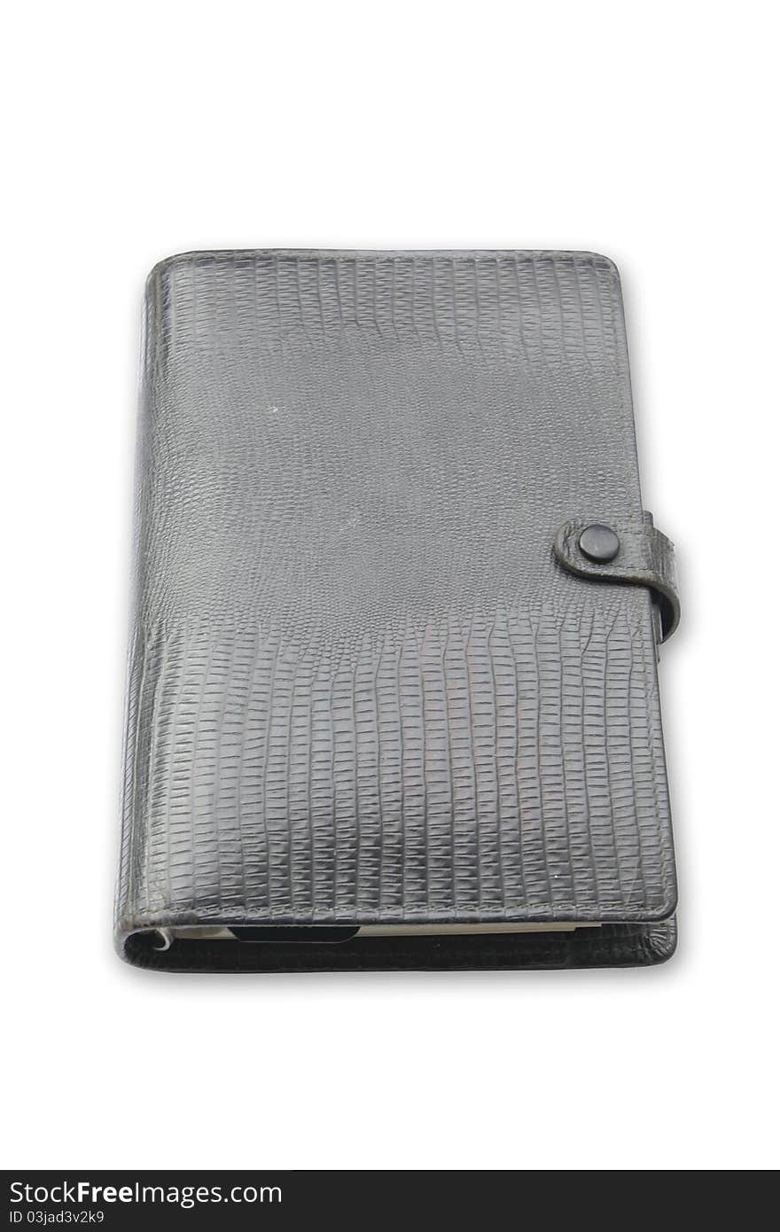 Black leather cover notebook isolate. Black leather cover notebook isolate