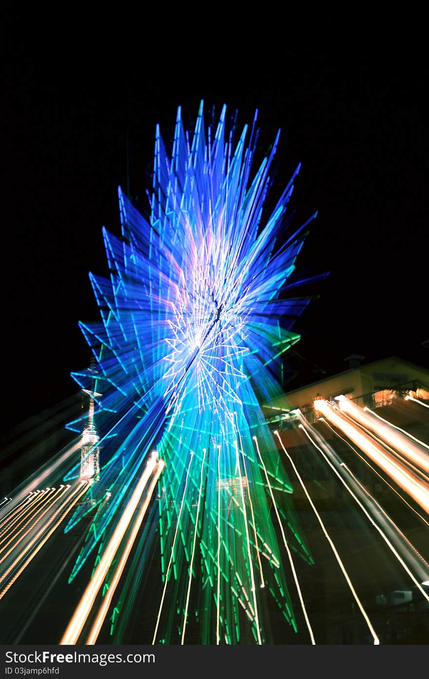 Abstract Ferris Wheel at Kobe Port in Japan with zoom. Abstract Ferris Wheel at Kobe Port in Japan with zoom