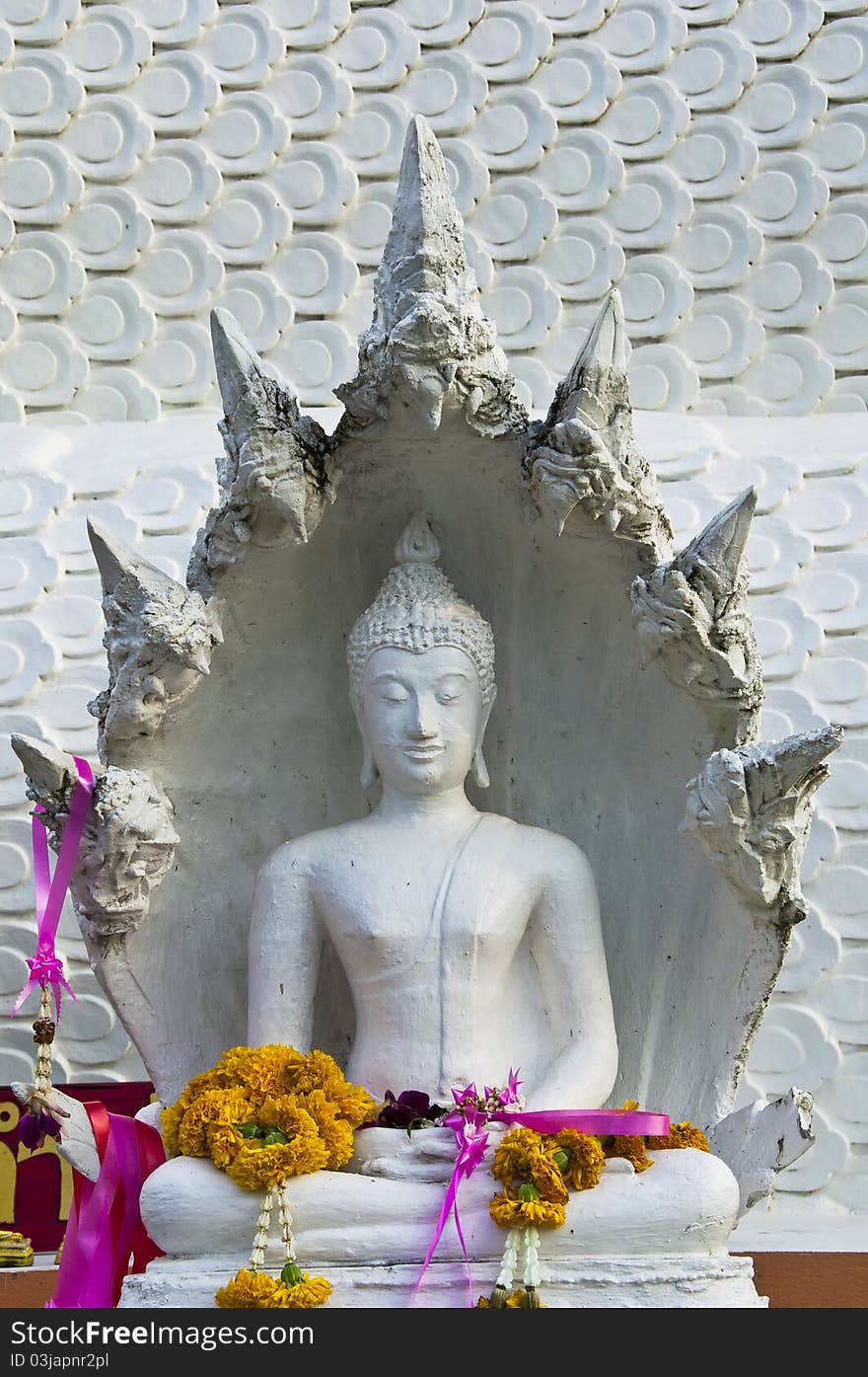 White Buddha statue at Wat Kiri suban. Lampang Province, Thailand. White Buddha statue at Wat Kiri suban. Lampang Province, Thailand