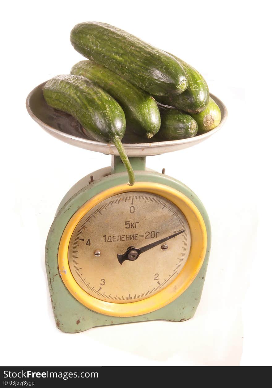 Cucumbers on scales