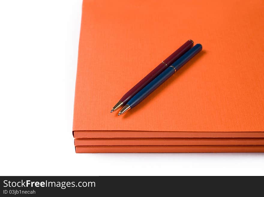 Office-Folder with Pen isolated on the white