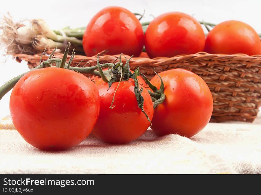 Red tomatoes in a basket