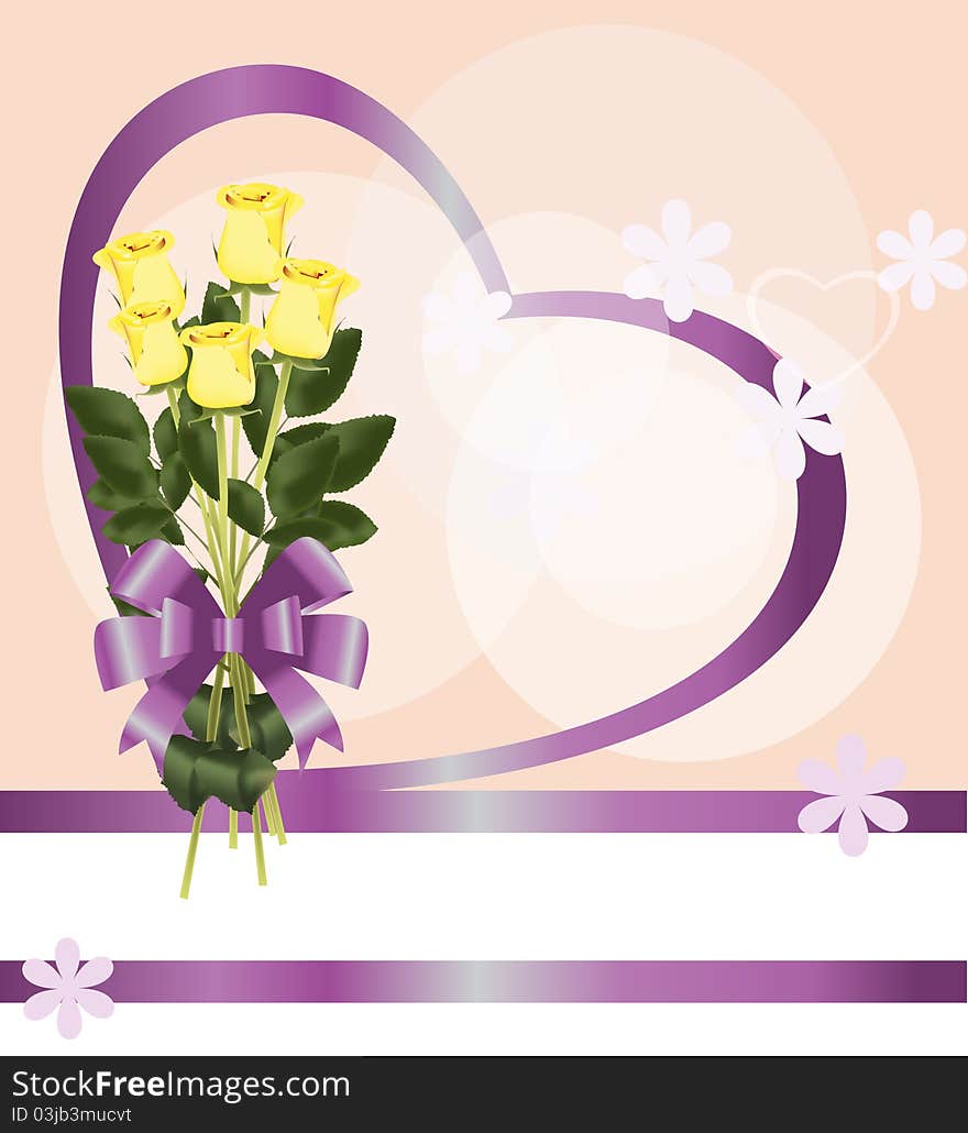 Yellow bouquet of roses,  background