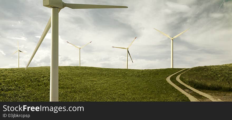 Alternative energy - wind turbine park. Alternative energy - wind turbine park