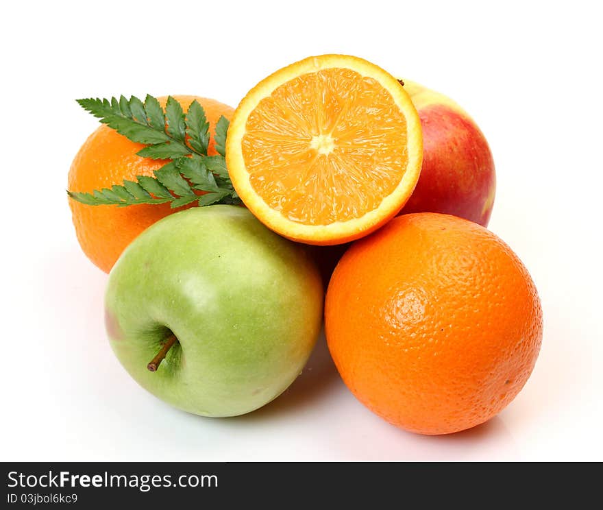 Fresh fruit on a white background