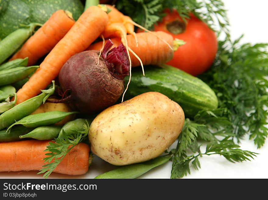 Fresh vegetables on a white background