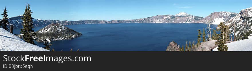 A panorama of Crater Lake national park in south Oregon. A panorama of Crater Lake national park in south Oregon.