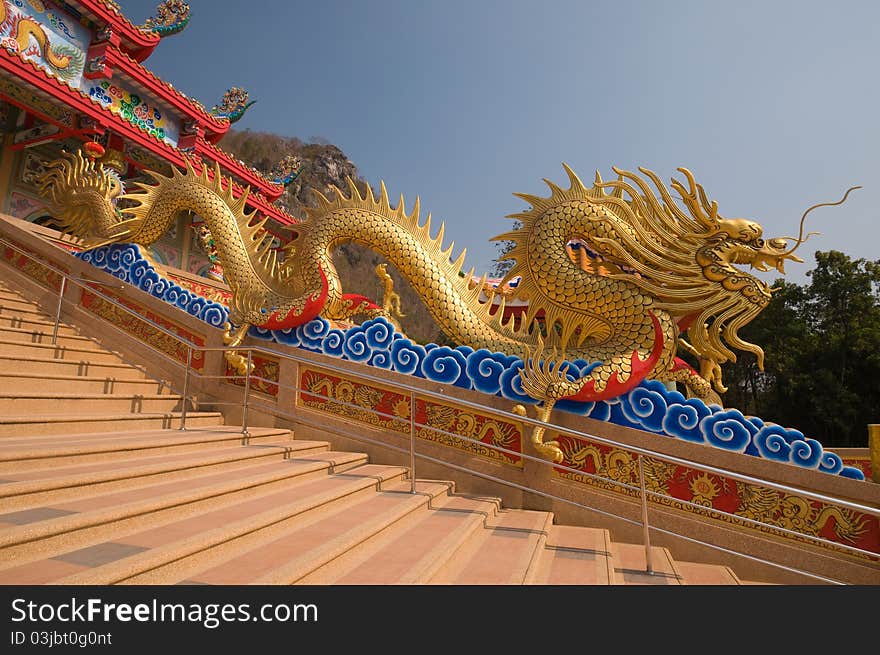 Chinese dragon statue in Chinese temple Ratchaburi province Thailand