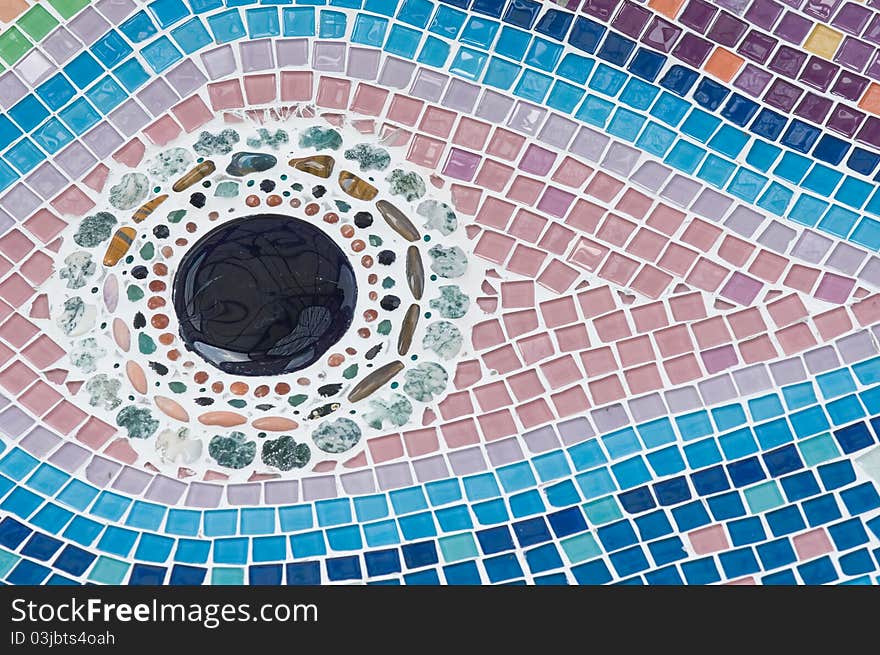 Colorful ceramic wall in Thai temple