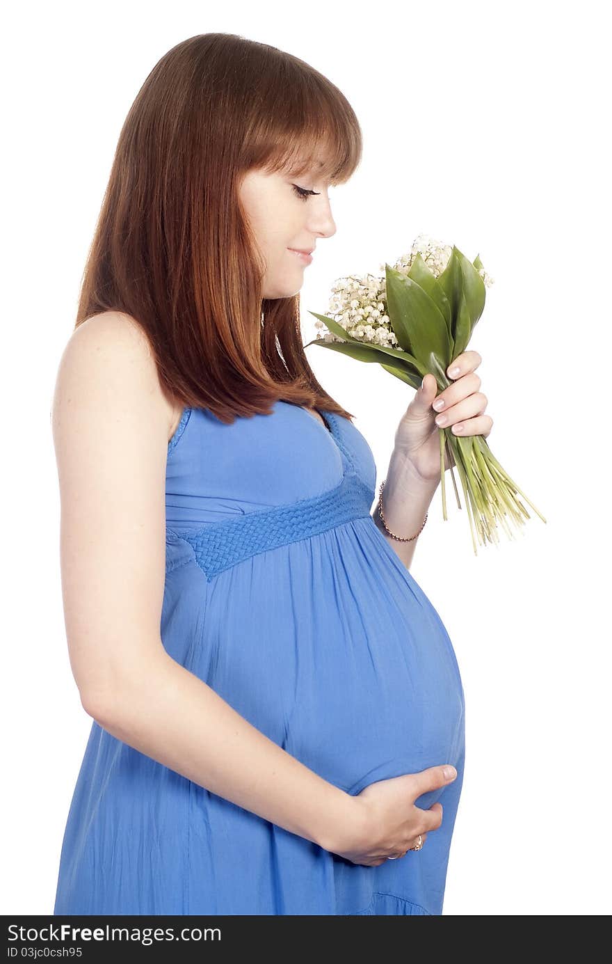 Pregnant girl with flowers