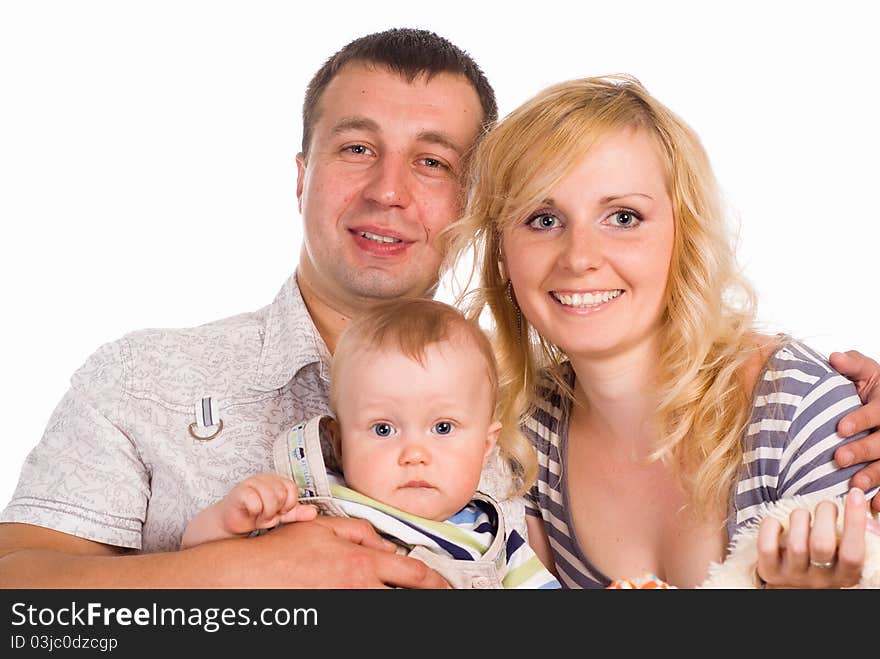 Portrait of a beautiful family on a white. Portrait of a beautiful family on a white