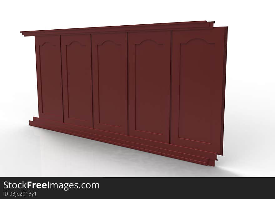 3d render of  wooden wall panel on a white background. 3d render of  wooden wall panel on a white background