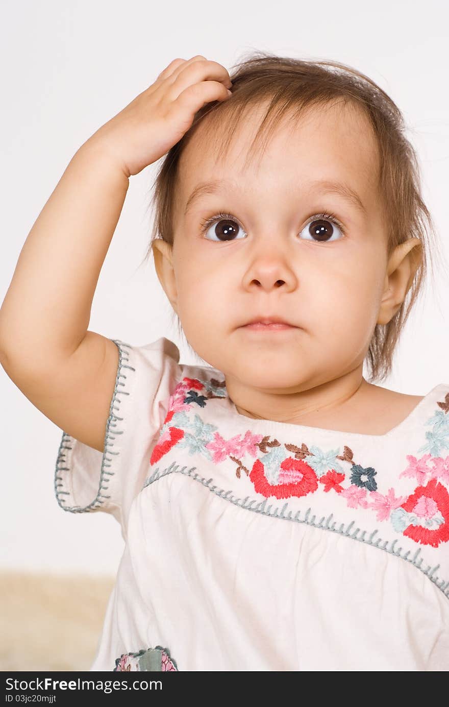 Portrait of a nice baby on a white. Portrait of a nice baby on a white