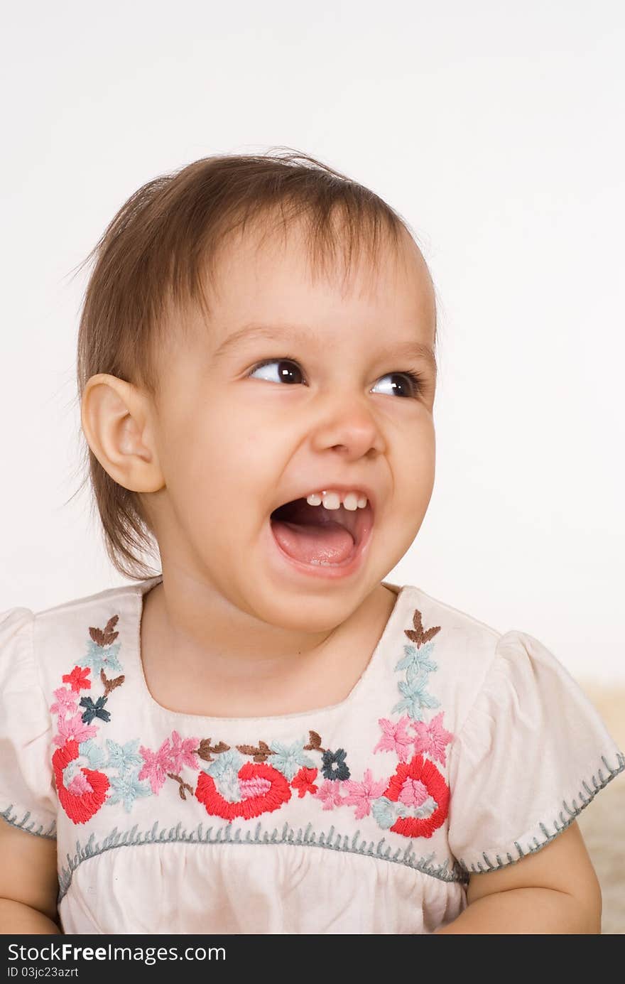 Portrait of a nice baby on a white. Portrait of a nice baby on a white