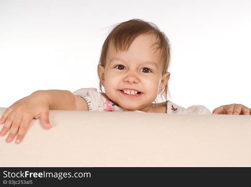 Portrait of a nice baby on sofa. Portrait of a nice baby on sofa