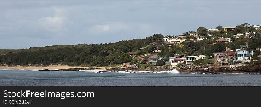 Landscape of coastal holiday spot in Australia