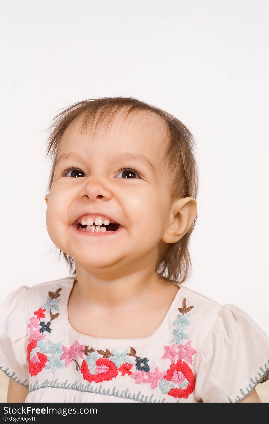 Portrait of a nice baby on a white. Portrait of a nice baby on a white