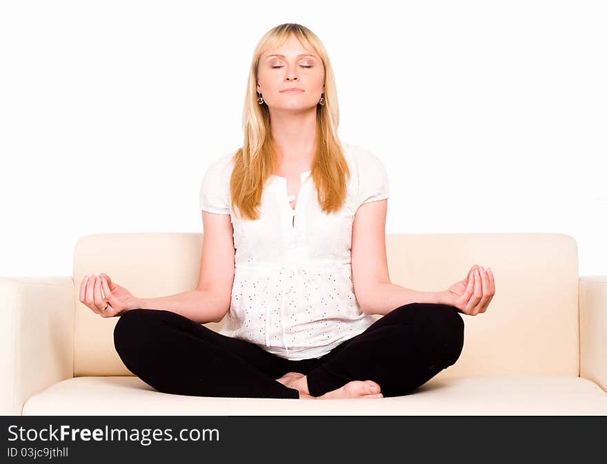 Pregnant woman meditating