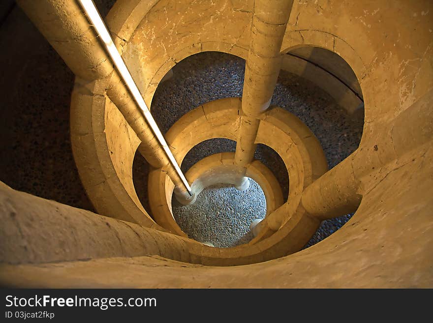 Spiral staircase of the Munot fortification in Schaffhausen, Switzerland