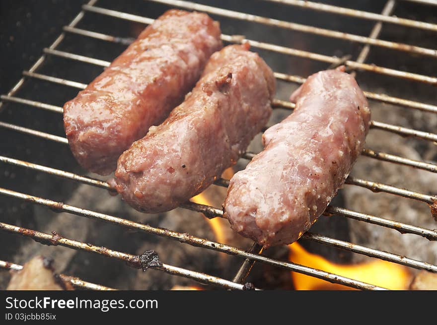 Close Up Of Three Sausages