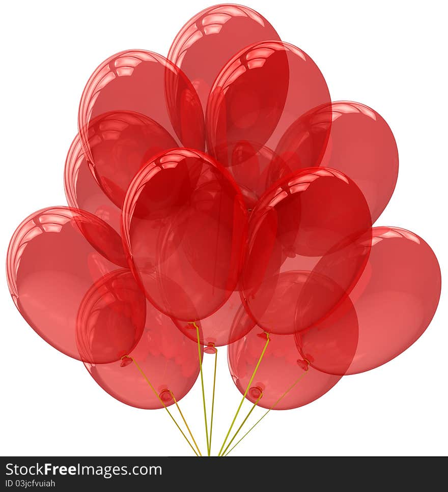 Party balloons translucent colored red.