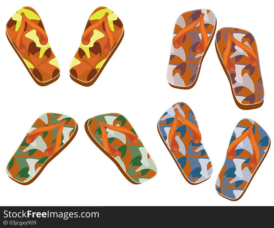 Flip flops with camouflage texture