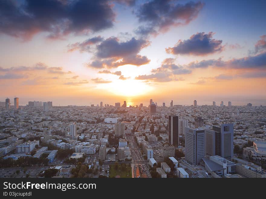 Tel Aviv at sunset, Israel. Tel Aviv at sunset, Israel