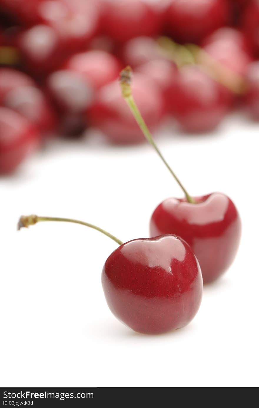 Fresh sweet cherries isolated on white