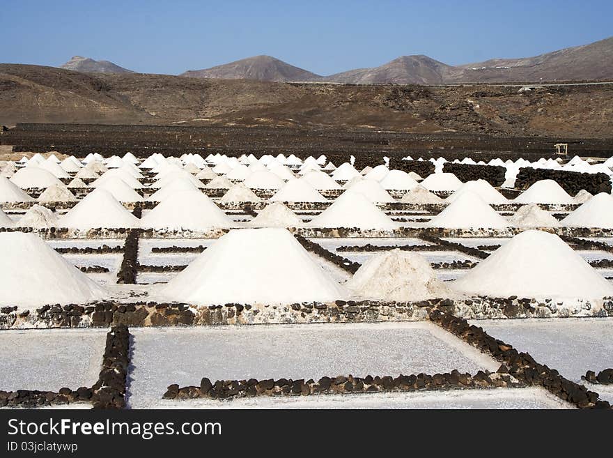 Salt piles on a saline exploration