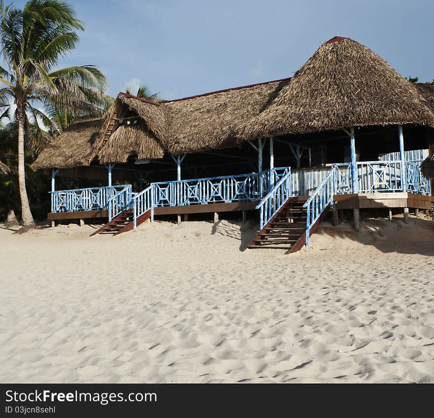 Bar on caribbean beach early morning