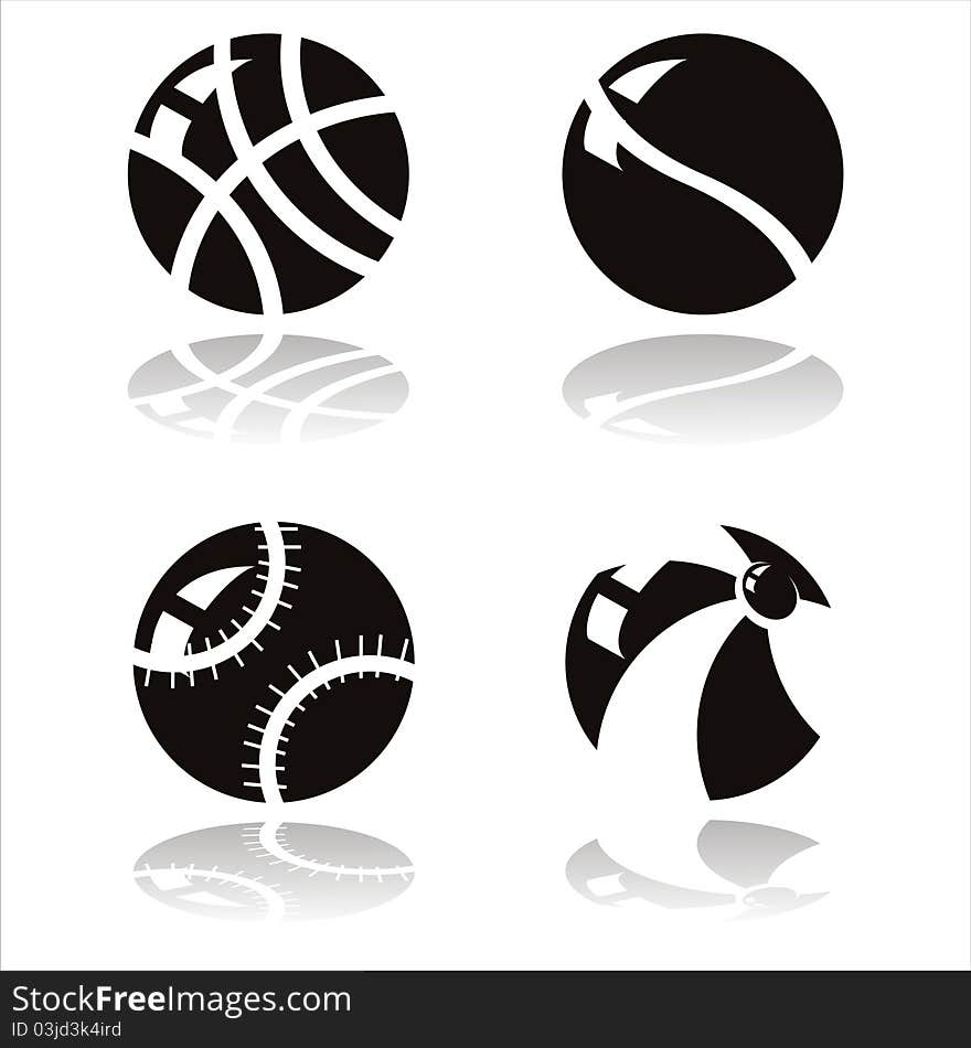 Set of 4 black balls icons