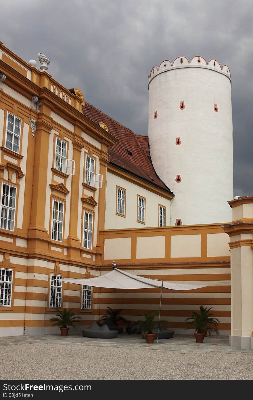 The view of Melk abbey tower before the storm. The view of Melk abbey tower before the storm.