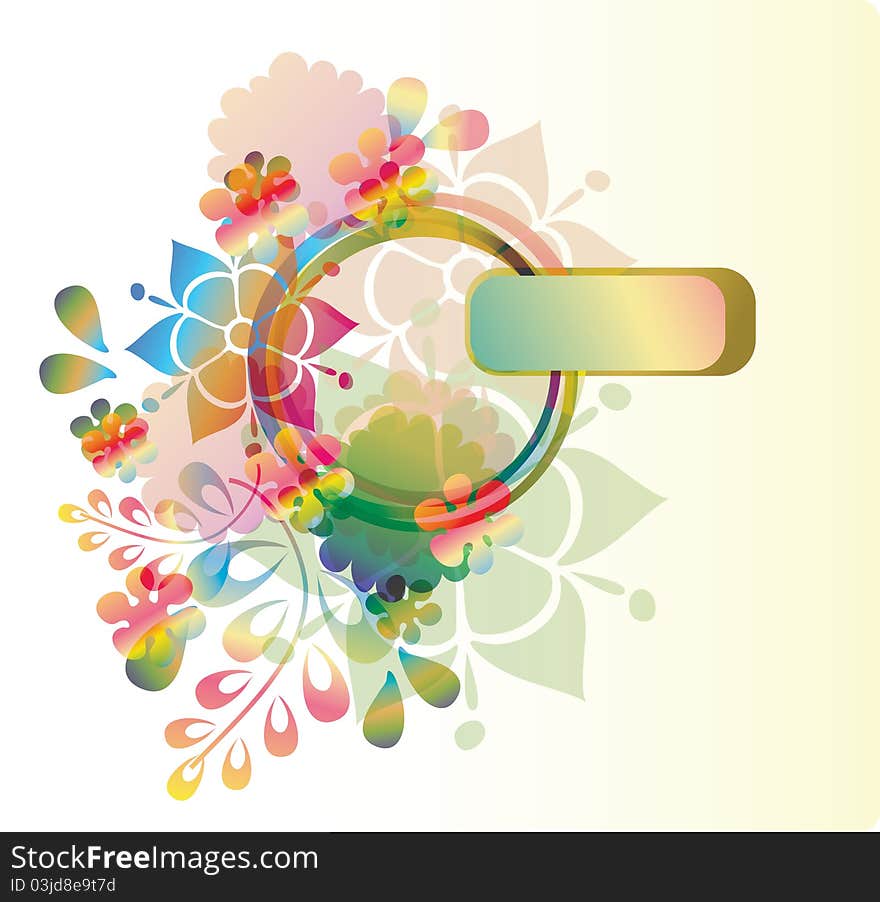 Bright floral background with butterfly