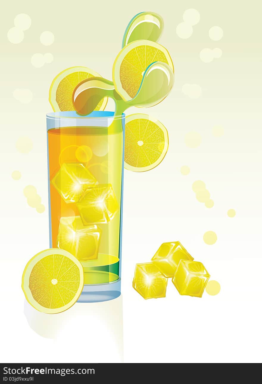 Background with cocktail and citrus