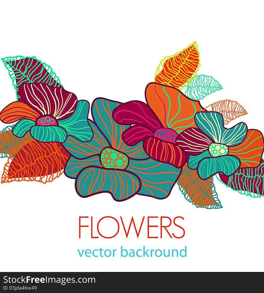 Abstract light background with bright flowers. Abstract light background with bright flowers