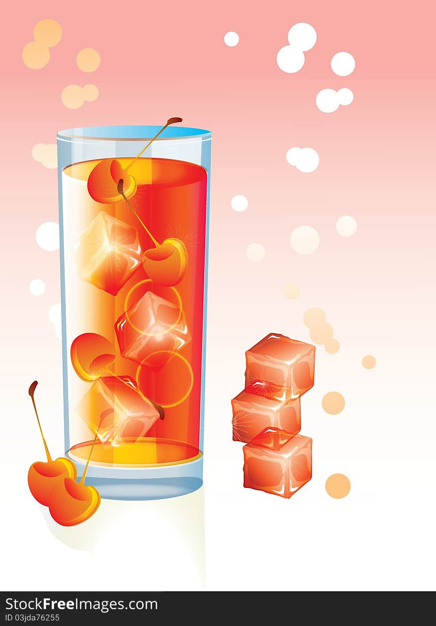 Background with cocktail and cherry