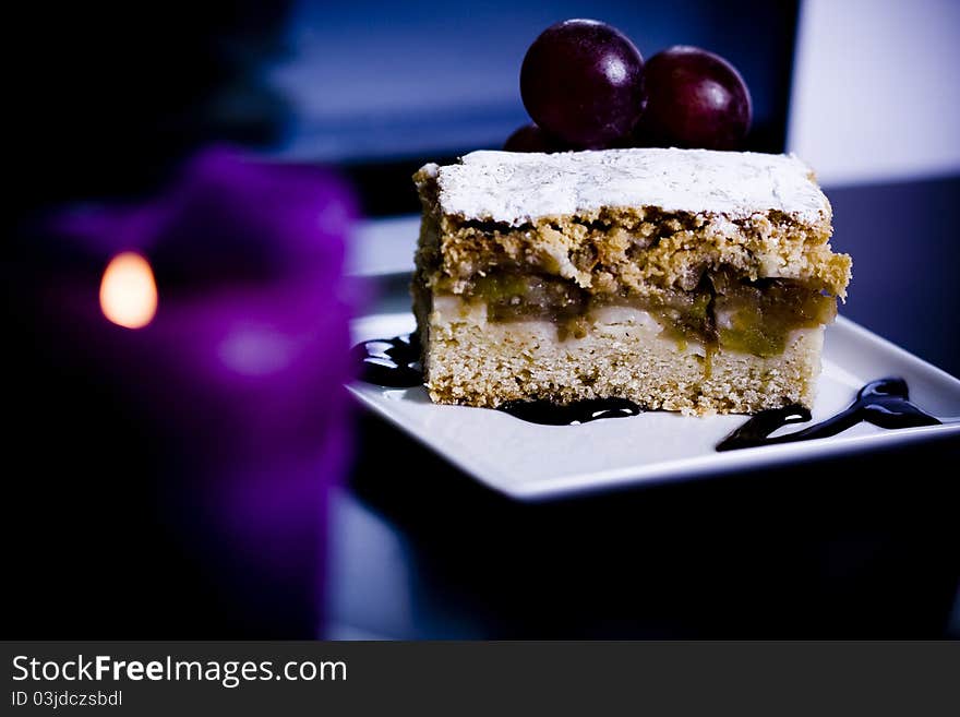 Apple Cake Served In A Restaurant