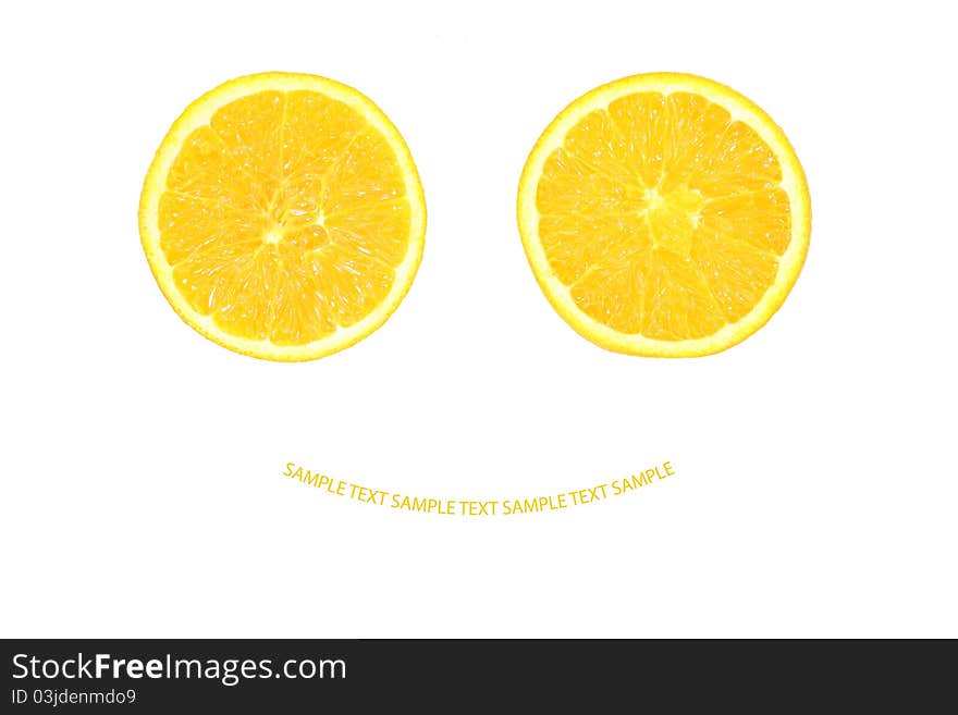 Two Half of orange smile isolated on white background