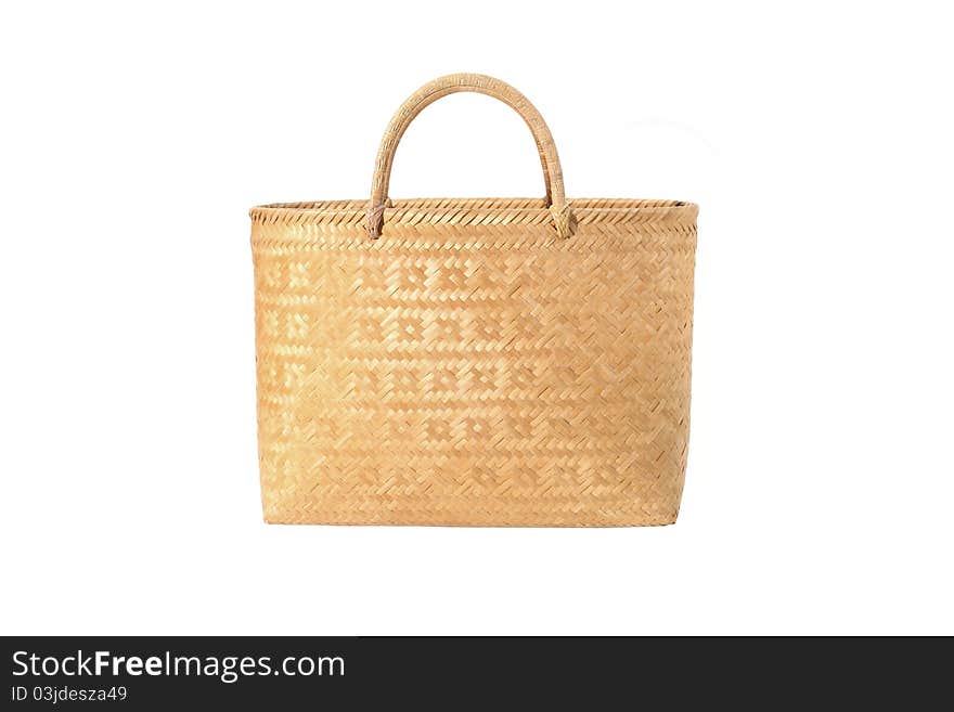 A Wicker bamboo handbag isolated