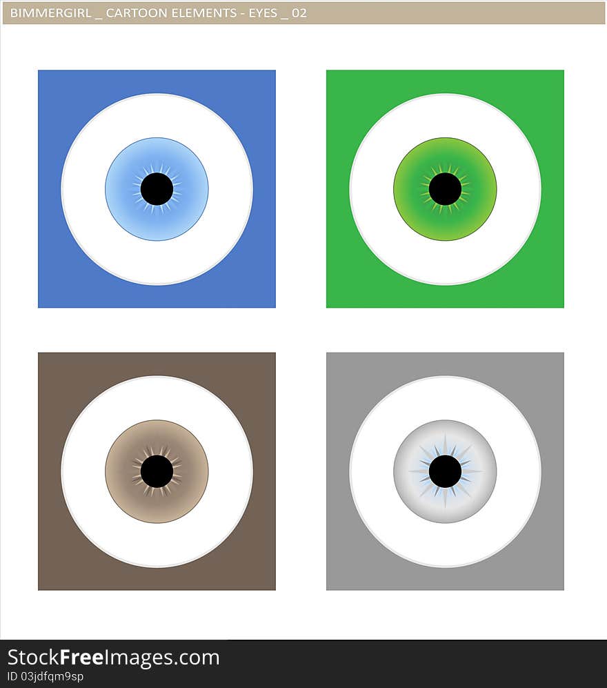 Collection of various illustrated cartoon eyes.