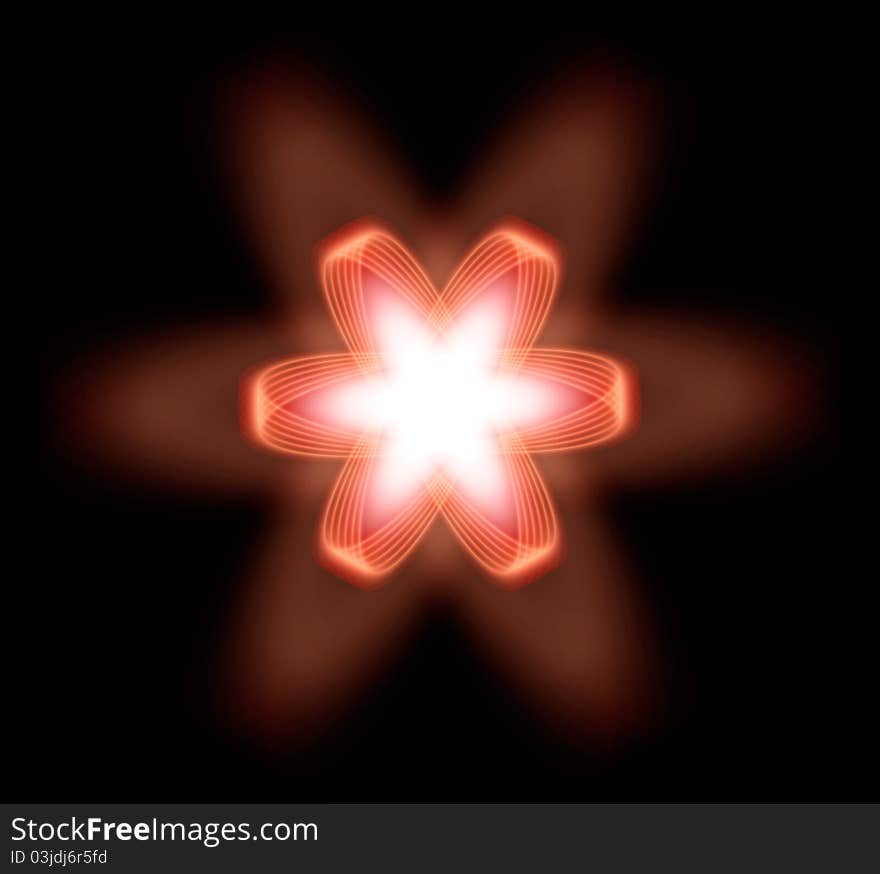 Abstract red shining star or fractal on black background. Abstract red shining star or fractal on black background.