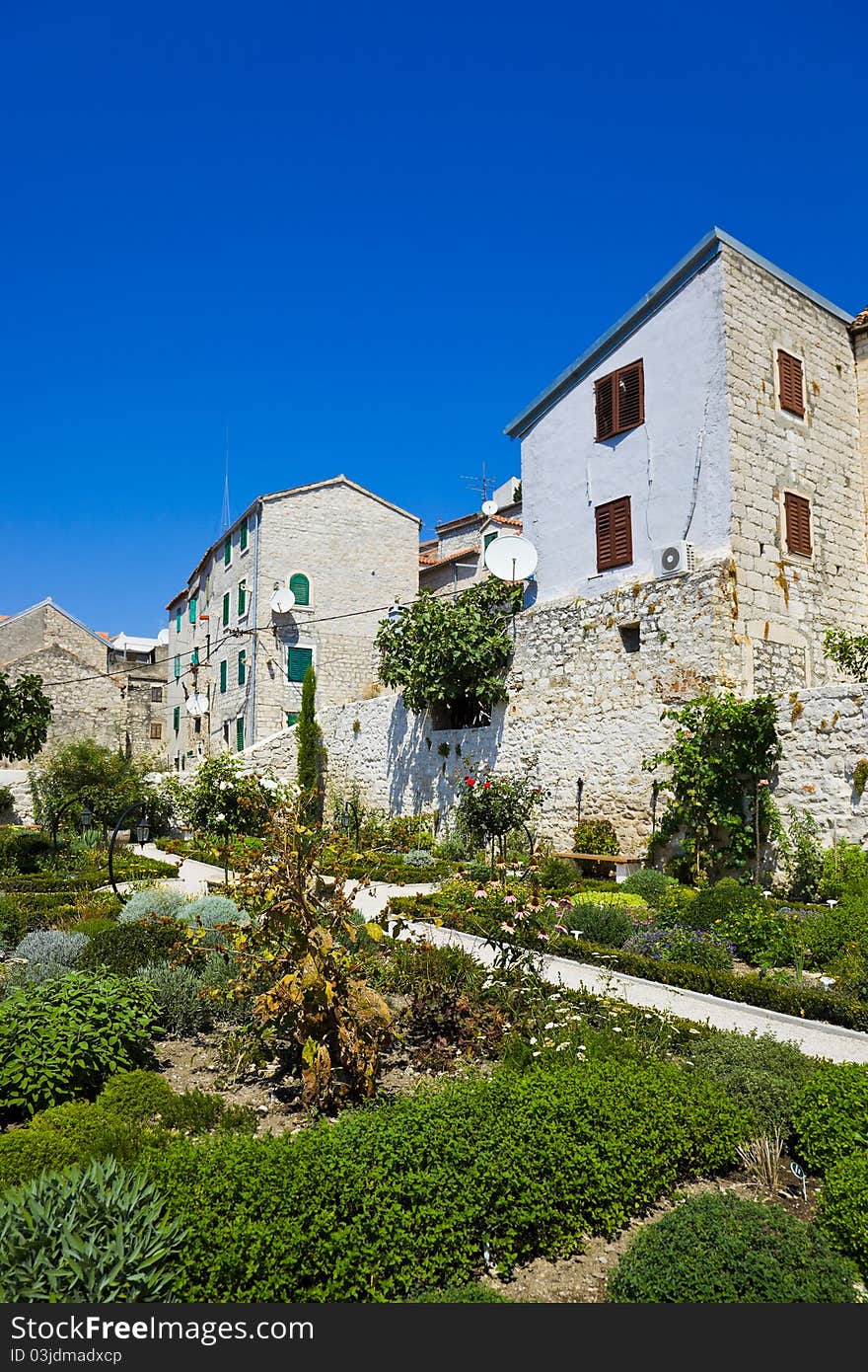 Park at Sibenik in Croatia - architecture travel background