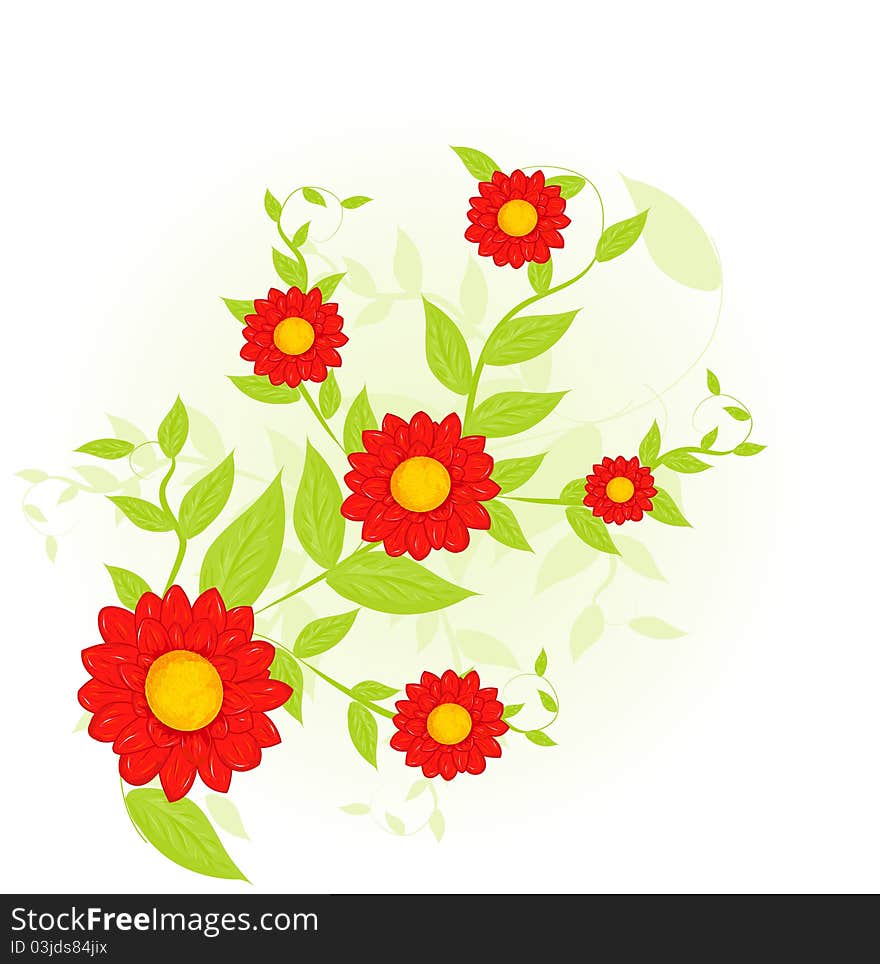 Abstract floral background whit green leaves