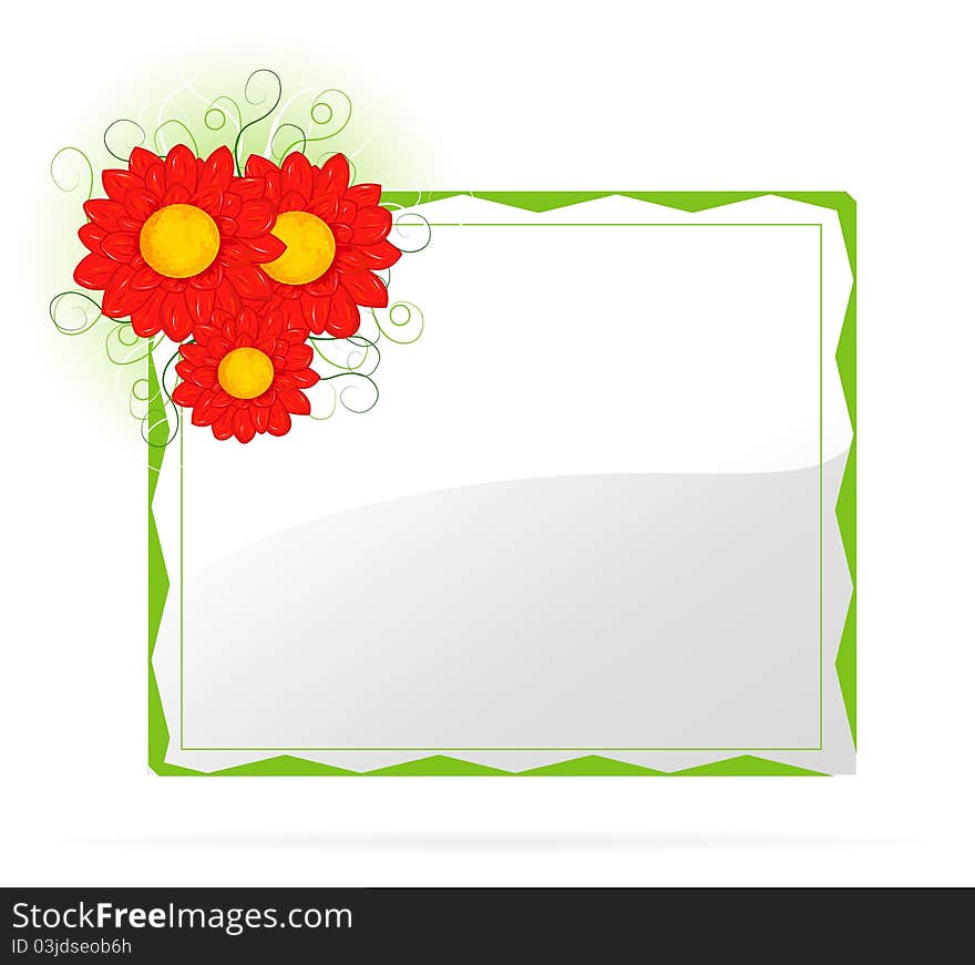 Banner with green leaf and beautifull flowers