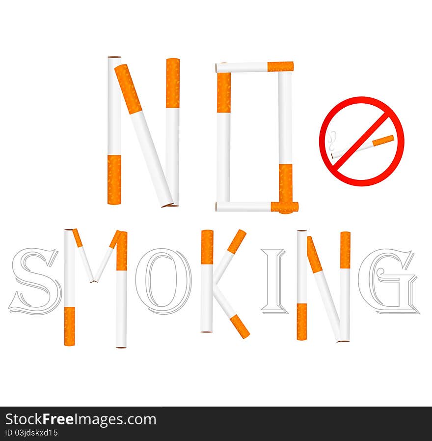 No smoking sign. illustration on white. No smoking sign. illustration on white