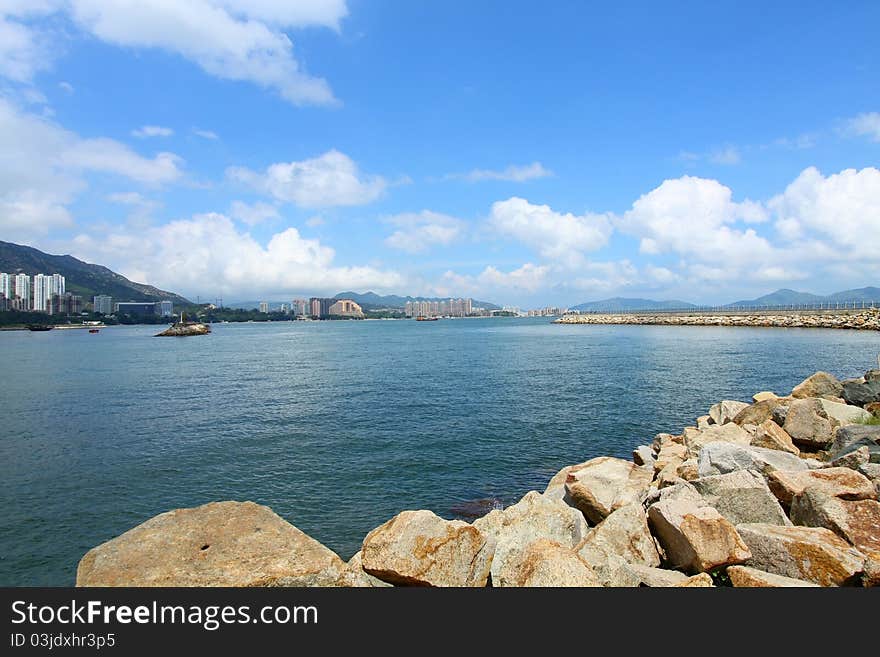 Coastal landscape in Hong Kong at daytime