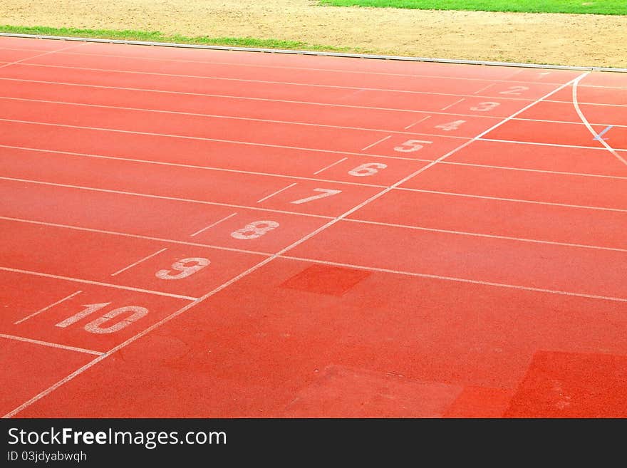 Running track lanes for athletes