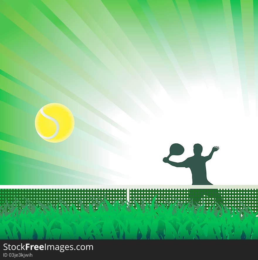 Tennis background with player silhouette and field. Tennis background with player silhouette and field.