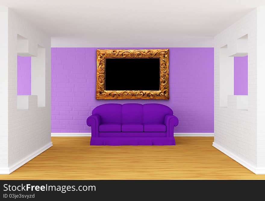 Gallery With Purple Sofa